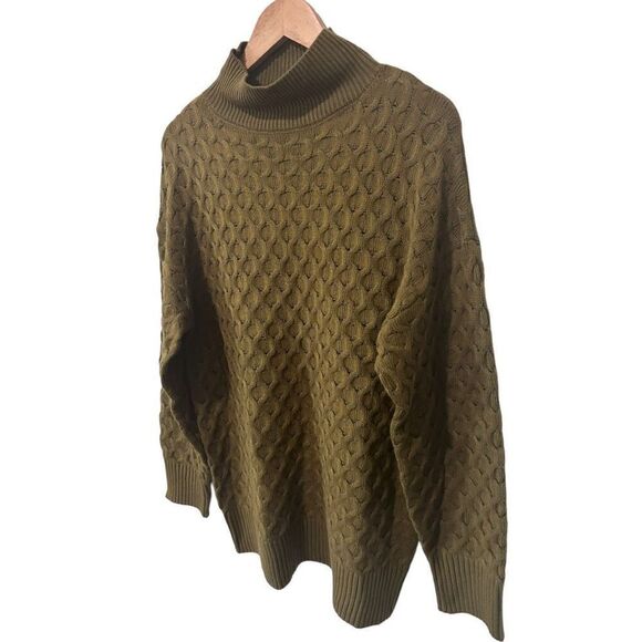 NWOT Knox Rose Green Chunky 3D knit Pullover Mock Neck Sweater Size S - Picture 7 of 13